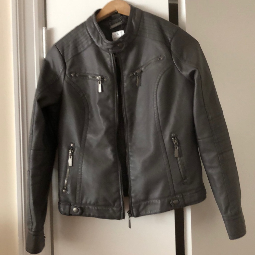 Gorgeous grey faux leather jacket